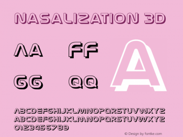 NasalizationThreeD-Regular Version 4.001 Font Sample