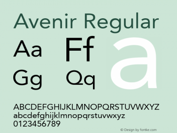 Avenir Regular 001.001 Font Sample