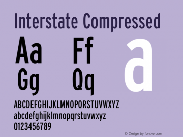 InterstateCompressed Regular Version 1.100;PS 1.001;hotconv 16.6.51;makeotf.lib2.5.65220;Latin+Cyrillic+Greek;recalibrated Font Sample