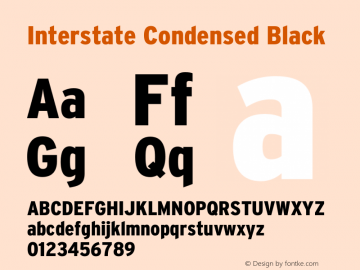 InterstateCondensed Black Version 1.100;PS 1.001;hotconv 16.6.51;makeotf.lib2.5.65220;Latin+Cyrillic+Greek;recalibrated Font Sample