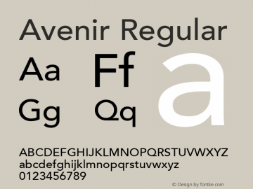 Avenir Regular 001.001 Font Sample