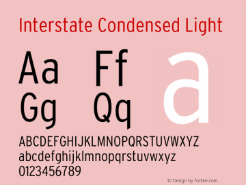 InterstateCondensed Light Version 1.100;PS 1.001;hotconv 16.6.51;makeotf.lib2.5.65220;Latin+Cyrillic+Greek;recalibrated图片样张