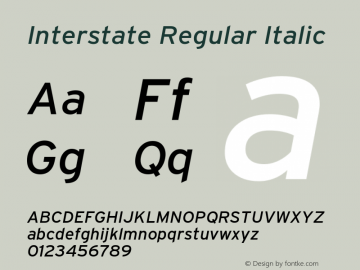 Interstate Italic Version 1.100;PS 1.001;hotconv 16.6.51;makeotf.lib2.5.65220;Latin+Cyrillic+Greek;recalibrated Font Sample