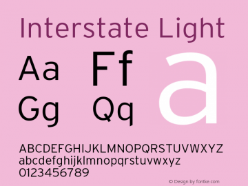 Interstate Light Version 1.100;PS 1.001;hotconv 16.6.51;makeotf.lib2.5.65220;Latin+Cyrillic+Greek;recalibrated图片样张