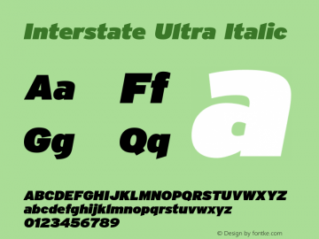 Interstate Ultra Italic Version 1.100;PS 1.001;hotconv 16.6.51;makeotf.lib2.5.65220;Latin+Cyrillic+Greek;recalibrated Font Sample