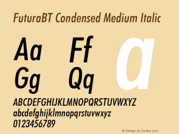 FuturaBT Cond Medium Italic Version 3.10, build 18, s3图片样张