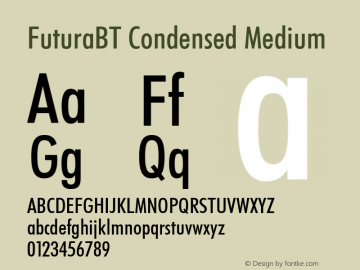 FuturaBT Cond Medium Version 3.10, build 16, s3图片样张