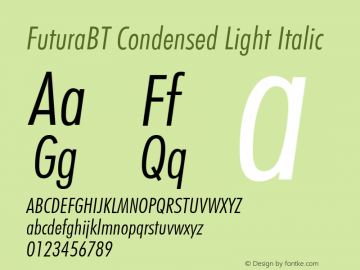 FuturaBT Cond Light Italic Version 3.10, build 16, s3图片样张