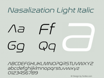 NasalizationLt-Italic Version 5.000图片样张