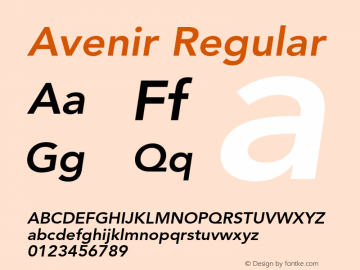 Avenir Regular 001.000 Font Sample