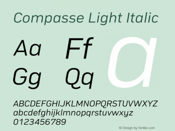 Compasse Light Italic Version 1.0 Font Sample