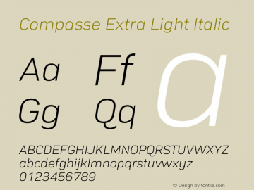 Compasse Extra Light Italic Version 1.0 Font Sample
