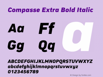 Compasse Extra Bold Italic Version 1.0 Font Sample