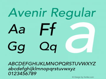 Avenir Regular 001.000 Font Sample