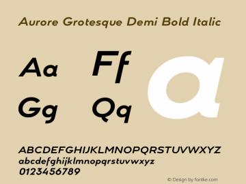 Aurore Grotesque Demi Bold Italic Version 4.000 | wf-rip DC20201005图片样张