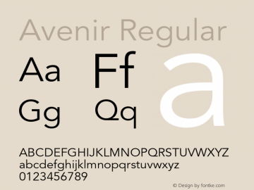 Avenir Regular 001.000 Font Sample