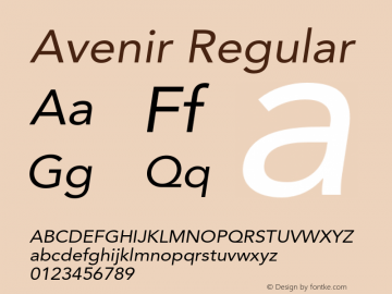 Avenir Regular 001.000 Font Sample