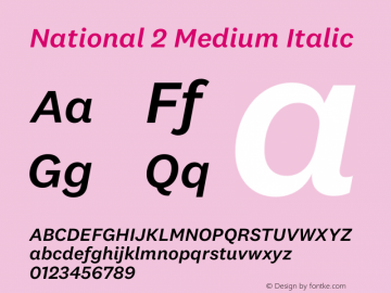 National 2 Medium Italic Version 1.004 | w-rip DC20201005图片样张
