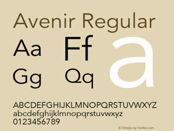 Avenir Regular 001.000 Font Sample