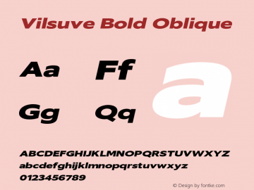 Vilsuve Bold Oblique Version 1.000 Font Sample