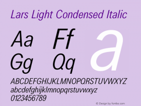 Lars Light Condensed Italic Version 3.000 | wf-rip DC20200325 Font Sample