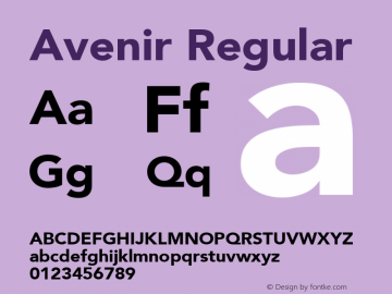 Avenir Regular 001.001 Font Sample
