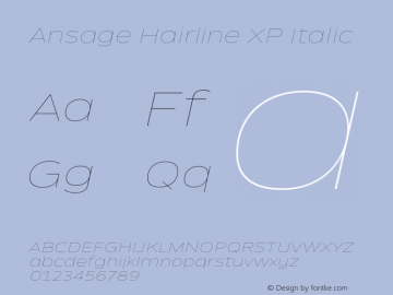 Ansage Hairline XP Italic Version 1.000;hotconv 1.0.109;makeotfexe 2.5.65596图片样张