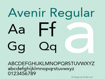 Avenir Regular 001.001 Font Sample
