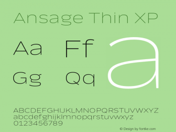 Ansage Thin XP Version 1.000;hotconv 1.0.109;makeotfexe 2.5.65596图片样张