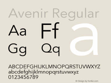 Avenir Regular 001.000 Font Sample