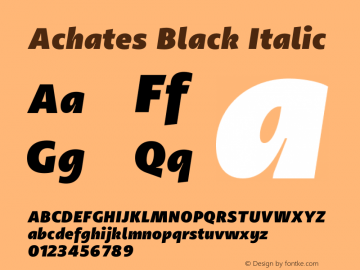 Achates-BlackItalic Version 2.056 Font Sample