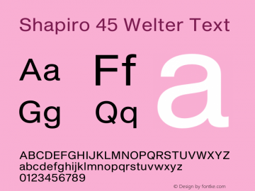 Shapiro 45 Welter Text Version 2.000;PS 002.000;hotconv 1.0.88;makeotf.lib2.5.64775 Font Sample