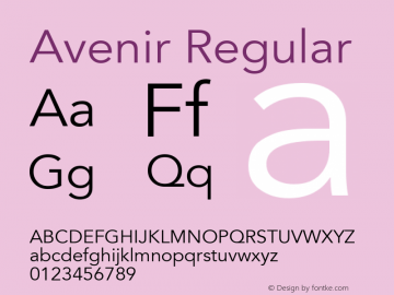 Avenir Regular 001.000 Font Sample