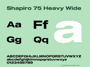 Shapiro 75 Heavy Wide Version 2.000;PS 002.000;hotconv 1.0.88;makeotf.lib2.5.64775 Font Sample