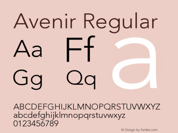 Avenir Regular 001.000 Font Sample