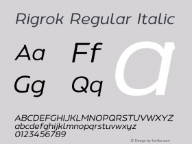 Rigrok Regular Italic Version 1.000;PS 001.000;hotconv 1.0.70;makeotf.lib2.5.58329 Font Sample