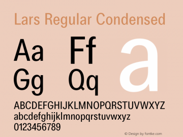 Lars Regular Condensed Version 2.000;PS 002.000;hotconv 1.0.88;makeotf.lib2.5.64775 Font Sample