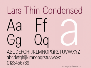 Lars Thin Condensed Version 2.000;PS 002.000;hotconv 1.0.88;makeotf.lib2.5.64775 Font Sample