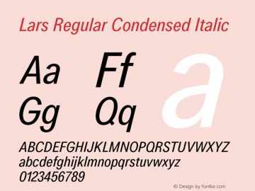 Lars Regular Condensed Italic Version 2.000;PS 002.000;hotconv 1.0.88;makeotf.lib2.5.64775图片样张