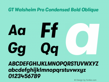 GT Walsheim Pro Condensed Bold Oblique Version 2.001;PS 002.001;hotconv 1.0.88;makeotf.lib2.5.64775图片样张
