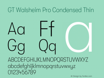 GT Walsheim Pro Condensed Thin Version 2.001;PS 002.001;hotconv 1.0.88;makeotf.lib2.5.64775图片样张