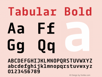 Tabular Bold Version 1.150 Font Sample