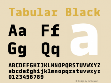 Tabular Black Version 1.150 Font Sample