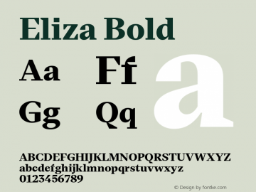 Eliza Bold Version 1.001;hotconv 1.0.109;makeotfexe 2.5.65596 Font Sample