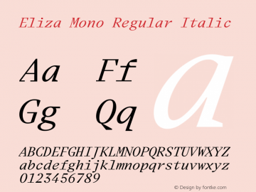 Eliza Mono Italic Version 1.001 | w-rip DC20200715图片样张