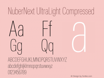 NuberNext UltraLight Compressed Version 001.002 February 2020 Font Sample