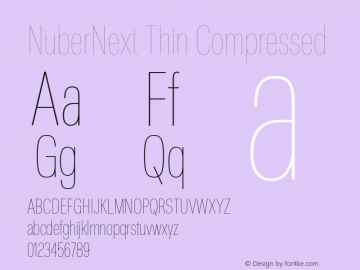 NuberNext Thin Compressed Version 001.002 February 2020 Font Sample