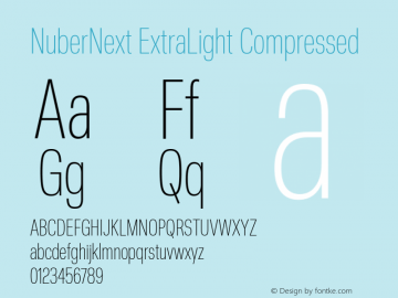 NuberNext ExtraLight Compressed Version 001.002 February 2020 Font Sample