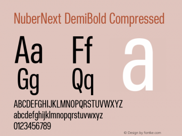 NuberNext DemiBold Compressed Version 001.002 February 2020 Font Sample