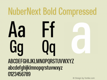 NuberNext Bold Compressed Version 001.002 February 2020 Font Sample